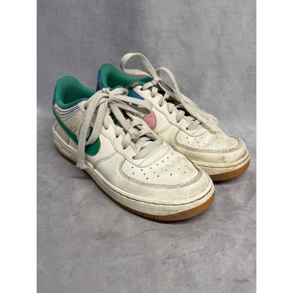 Nike Air Force 1 Shoes Mens Size 5Y‎ White Green Pink Gum Sole FJ7540-100